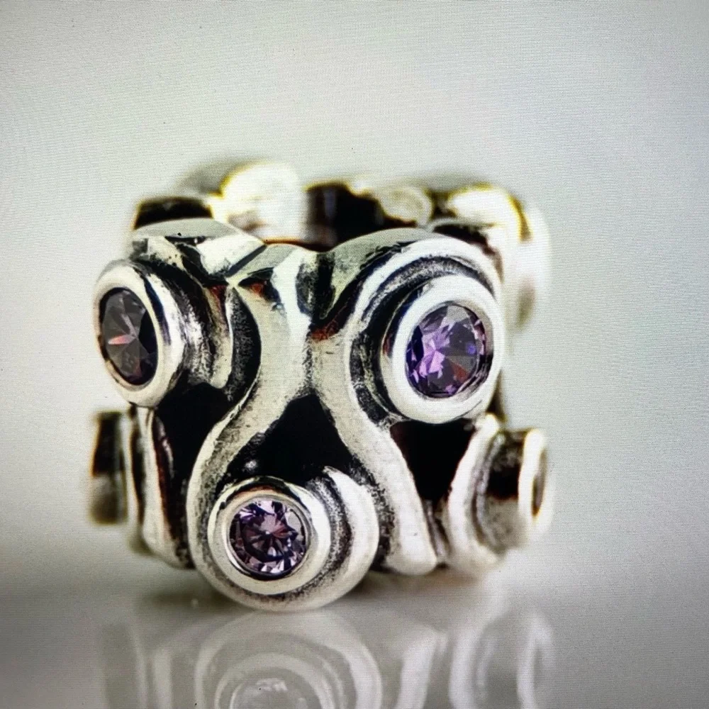 Pandora Retired Sterling Silver and Amethyst CZ Charm